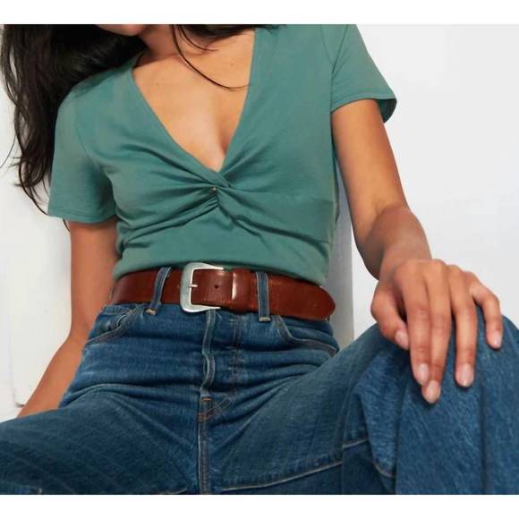 NEW NATION LTD caprice short sleeve top in jade stone - Picture 1 of 4